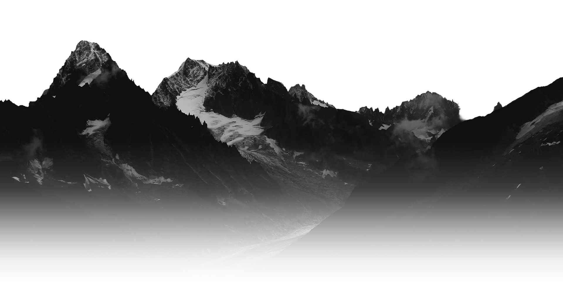 Monochrome Himalayan mountains in Uttarakhand